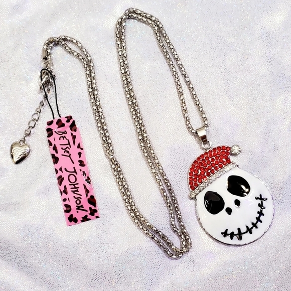 Jack skellington silver red and white crystal necklace/brooch - Picture 15 of 16